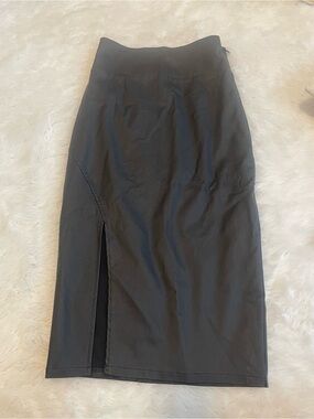 bebe Black Pencil Midi Skirt with Side Slit